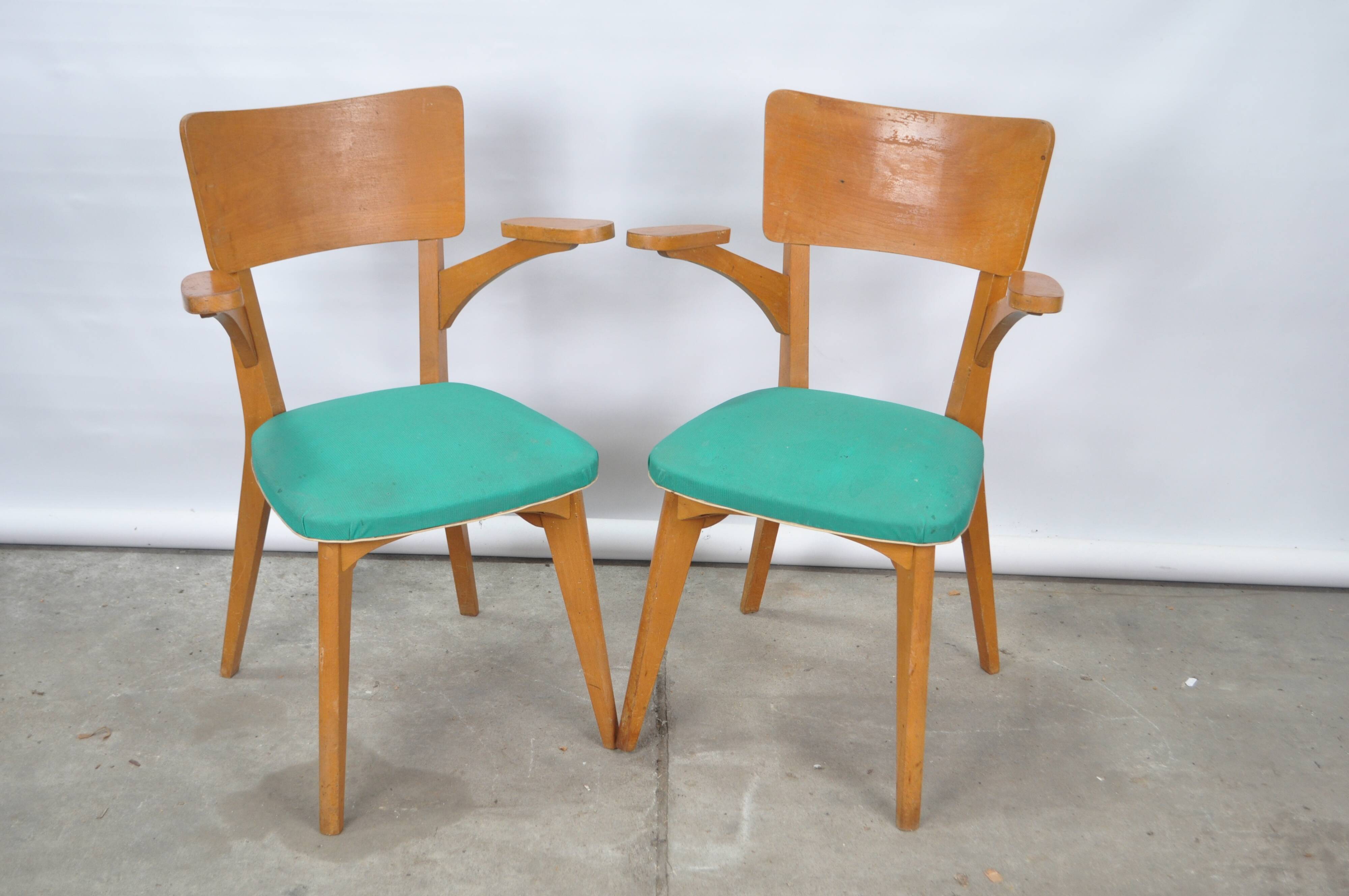 Bridge armchair with compass legs