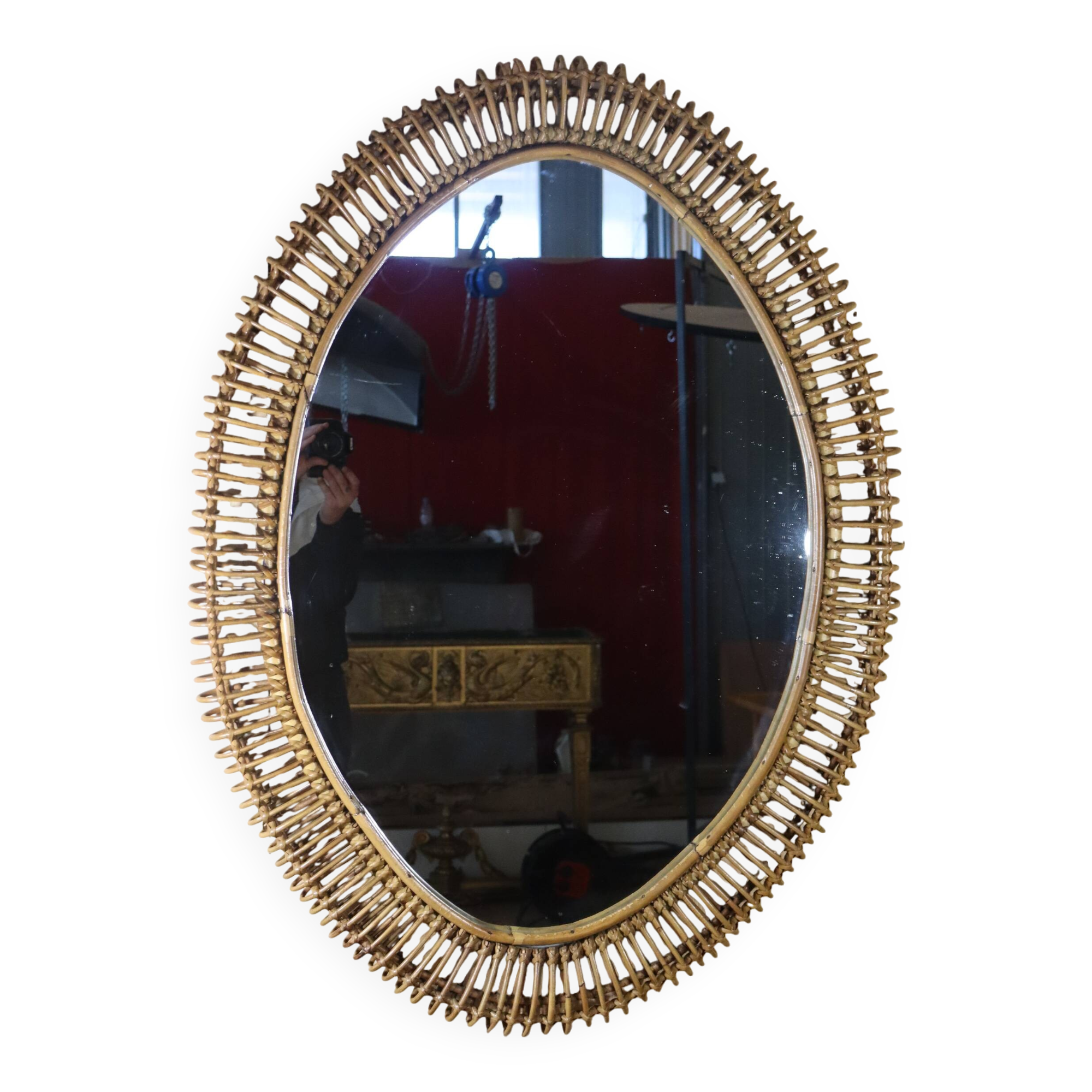 XXL rattan mirror by Franco Albini Italy