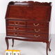 English Mahogany Desk Queen Anne Style, 1970s
