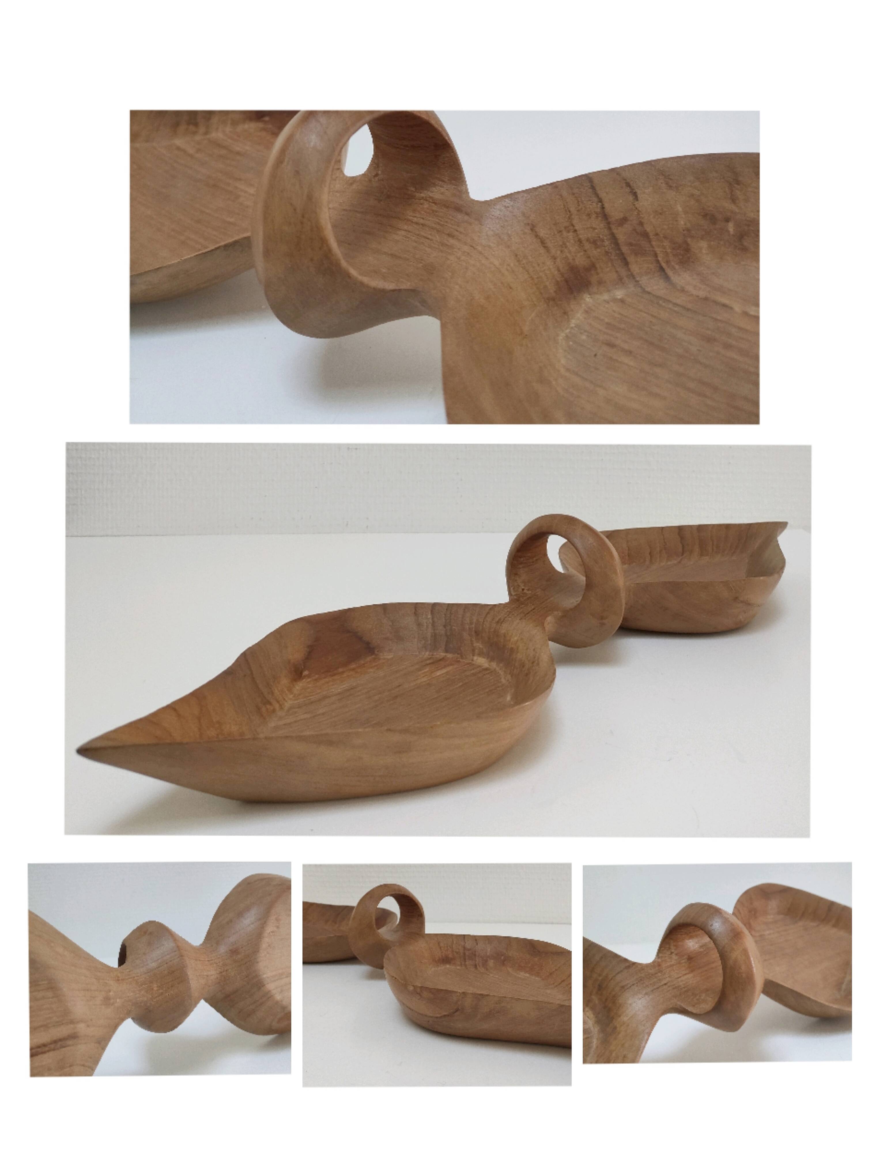 Vintage sculptural wooden pocket tray