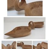 Vintage sculptural wooden pocket tray