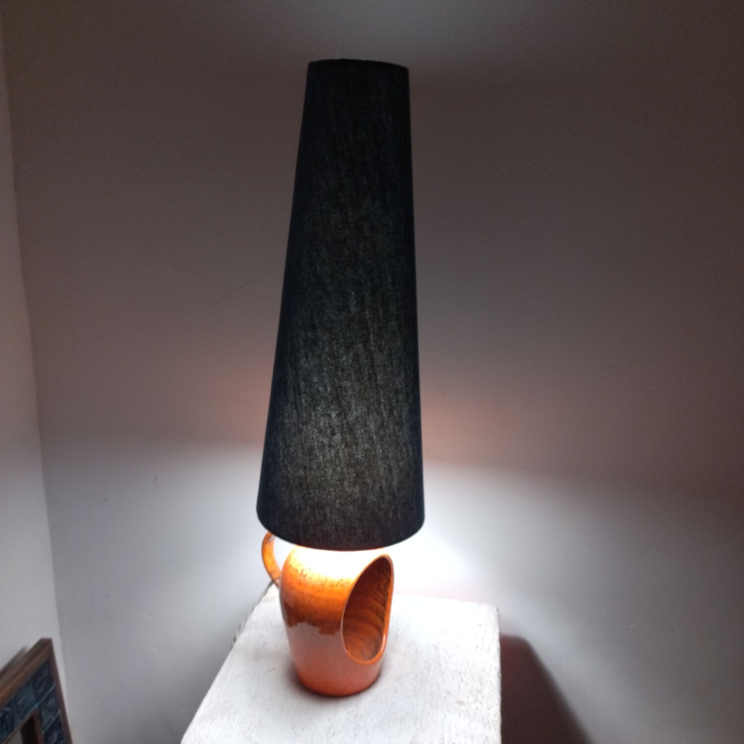 Ceramic lantern lamp 50s 60 orange