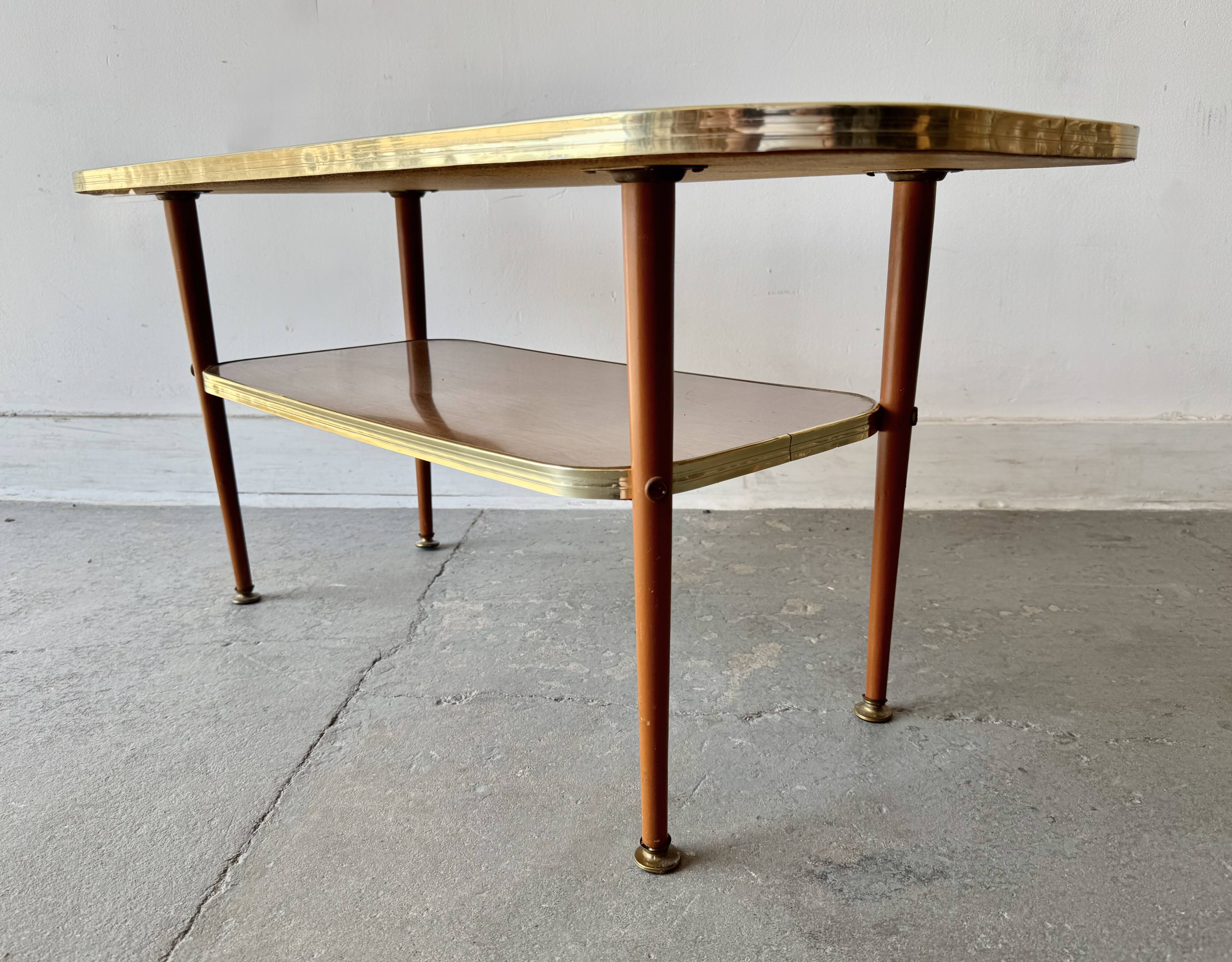 Mid-Century Formica Coffee Table with Lower Shelf