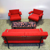 Mid-century Italian sofa bed in corduroy fabric