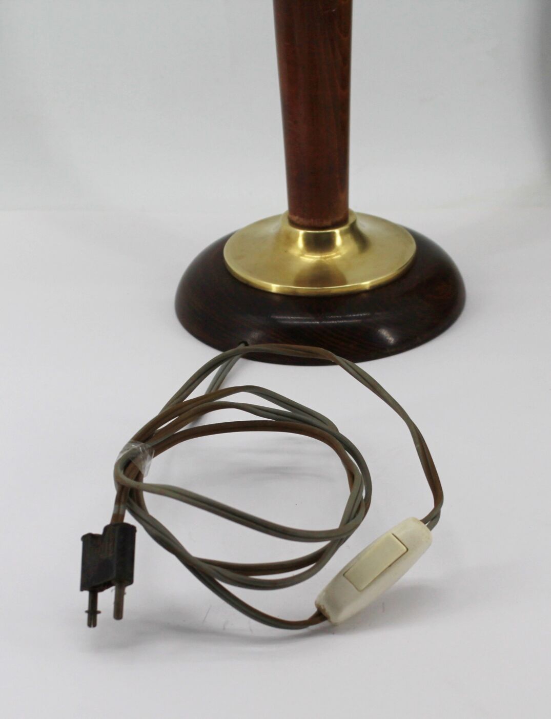 old lamp foot in wood and brass