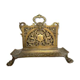Period gilded brass mail rack