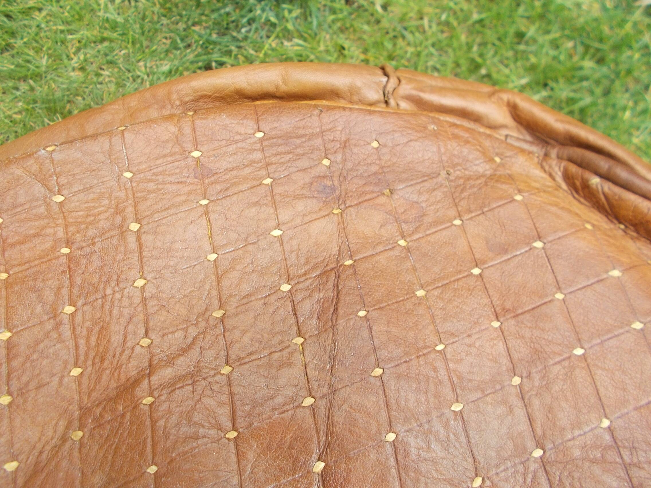 large vintage Moroccan leather pouf