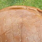 large vintage Moroccan leather pouf