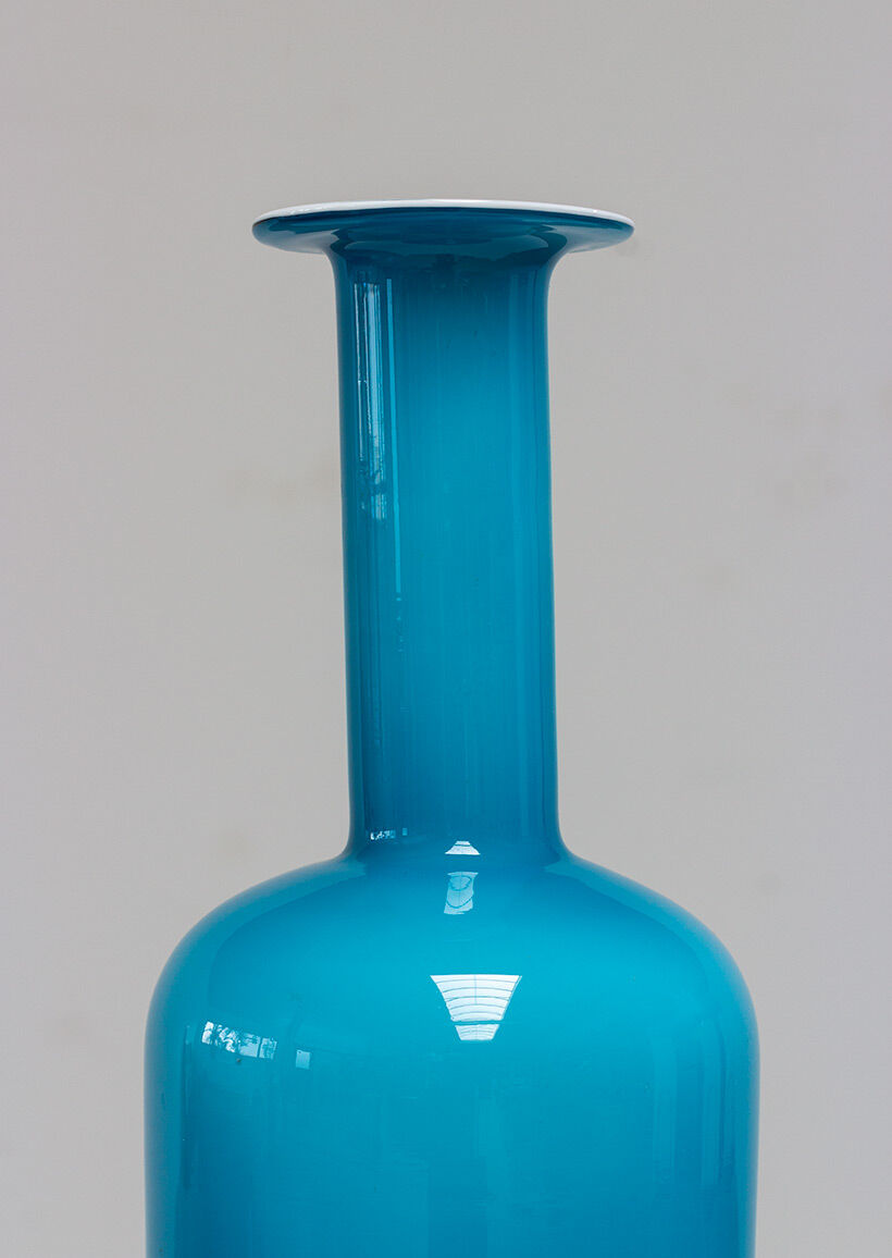 Large blue Gulvvas Otto Brauer for Kastrup Holmegaard 1970