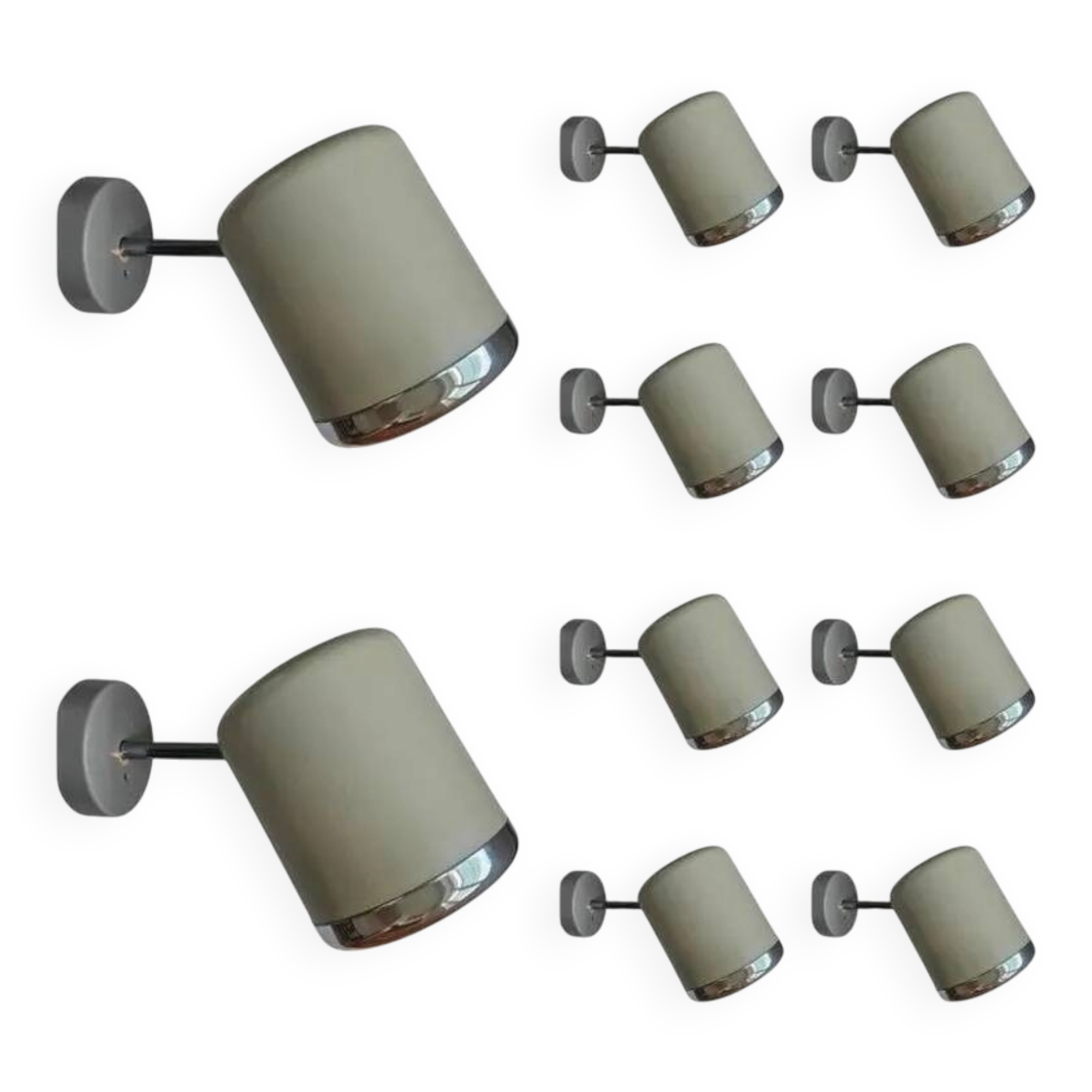 Set of 10 Rare Midcentury Wall Lamps Kinkeldey, Germany, 1970s