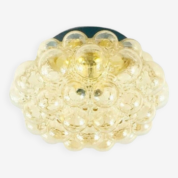 Large Mid-Century Amber Bubble Glass Flush Mount/Ceiling Light by Helena Tynell for Limburg, Germany