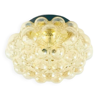 Large Mid-Century Amber Bubble Glass Flush Mount/Ceiling Light by Helena Tynell for Limburg, Germany