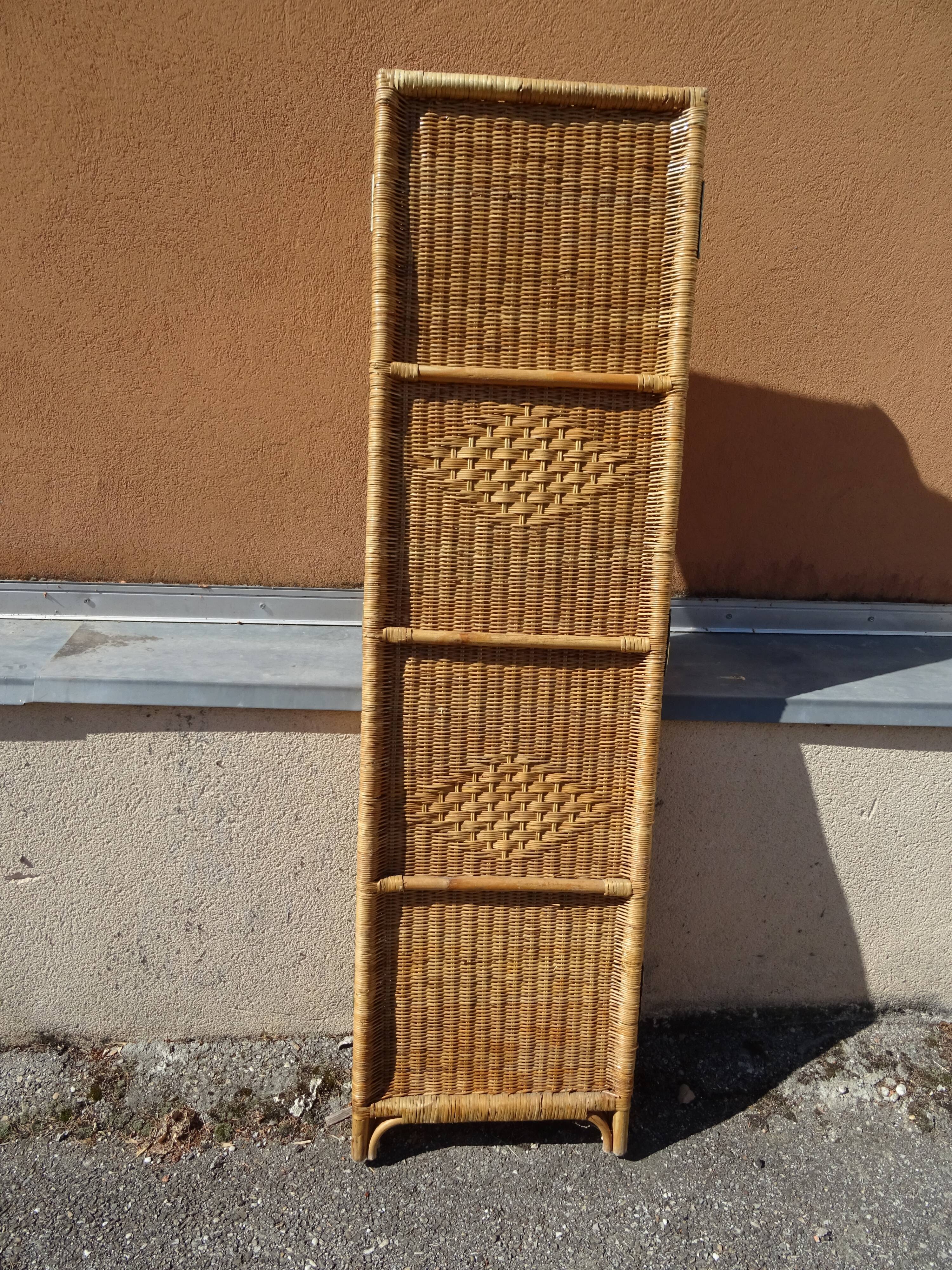 Vintage rattan and bamboo basketry screen