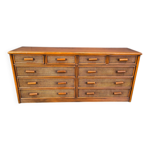 Commode vintage en rotin - 1970
