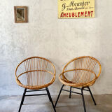 Deux fauteuils en rotin