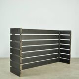 Vintage handmade wide SLATTED bench / side table, Netherlands 1970s