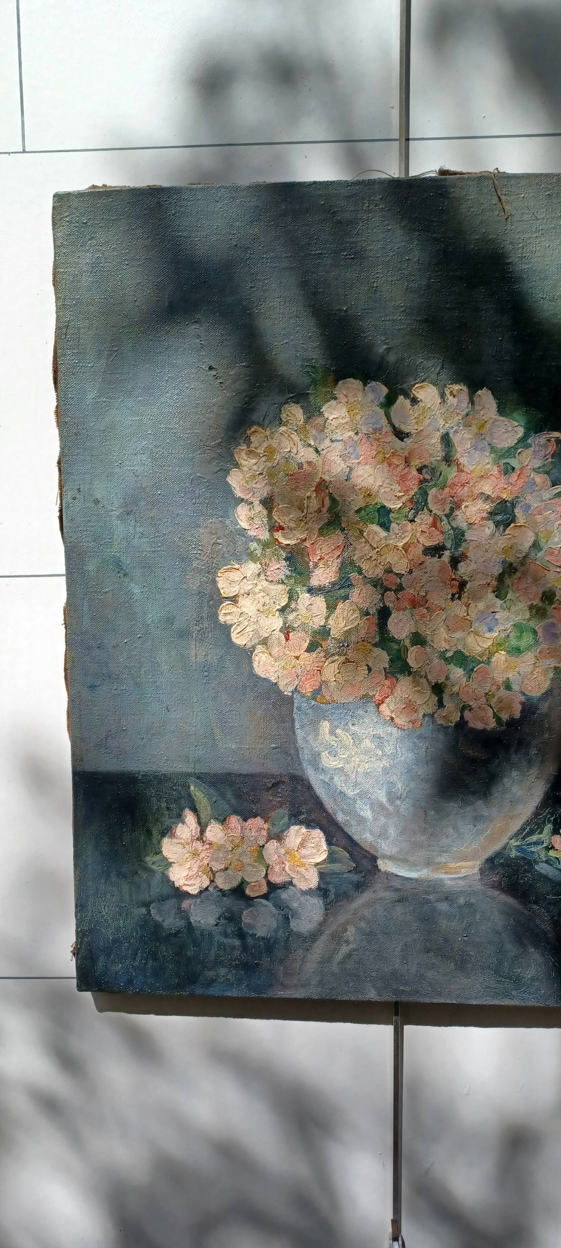 Table of flowers hst signed monge and dated 1929