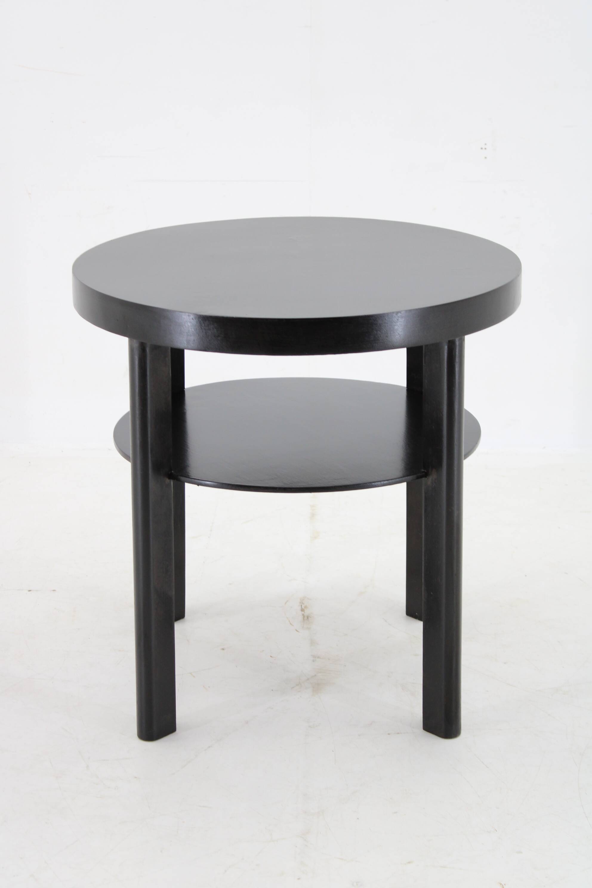 1940s Art Deco Round Coffee Table , Czechoslovakia