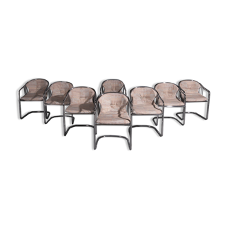 Set of 8 Gastone Rinaldi dining chairs, 70's