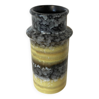 Vase VEB Haldensleben 3092/D - Petit vase jaune et gris en céramique de la RDA est-allemande