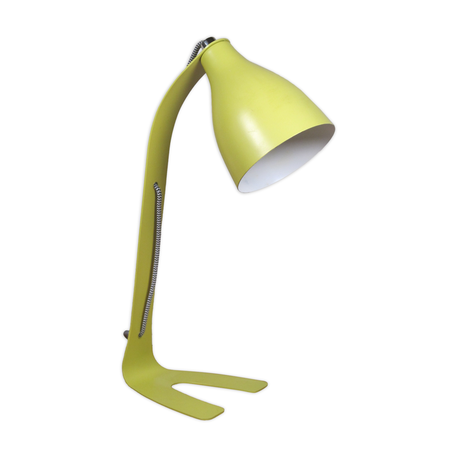 Metal desk lamp to install , Vintage design , anise green fork foot