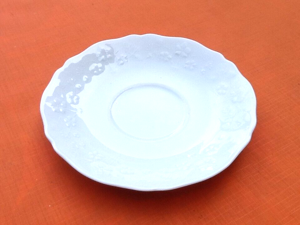 Cup and saucer for breakfast white porcelain limoges france floral decoration