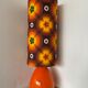 Treflower table lamp, orange opaline and vintage fabric