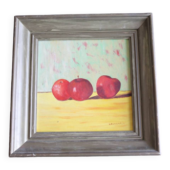 Oil on panel vintage apples