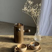 11 tasses à café vintage en grès mat brut