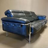 3-seater leather and chrome sofa design 1960.