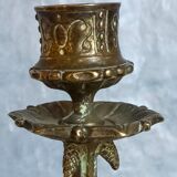 Bougeoir en bronze doré tripode XIXème