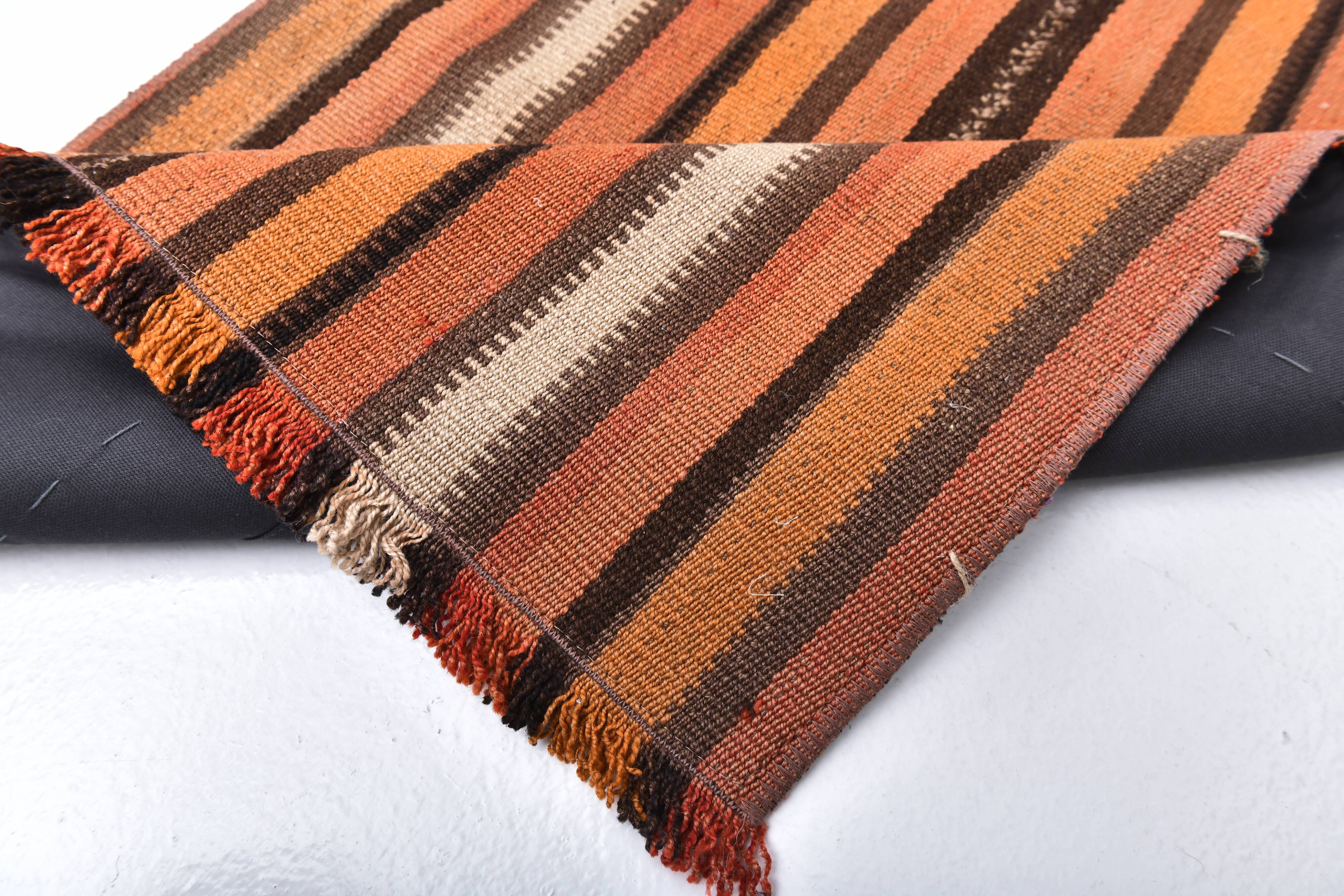 2x7 Brown Orange Vintage Kilim Runner Rug 73x221Cm SK 241806