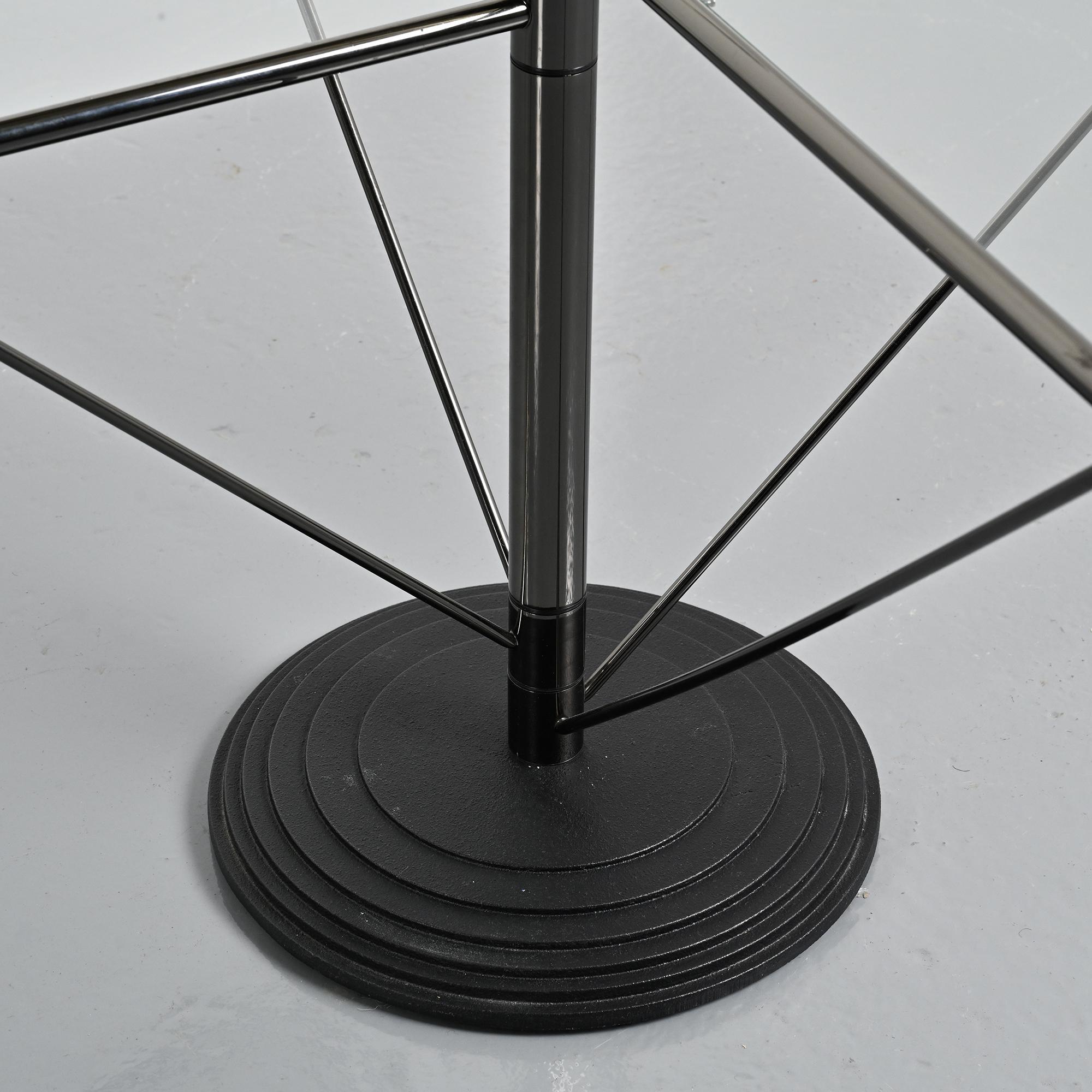 Dardo coffee table in glass and metal by OMA, Italy, circa 1980.