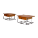 Scandinavian vintage hanging bedside pair in teak and metal
