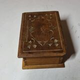 Small antique wooden chest / box with engraving