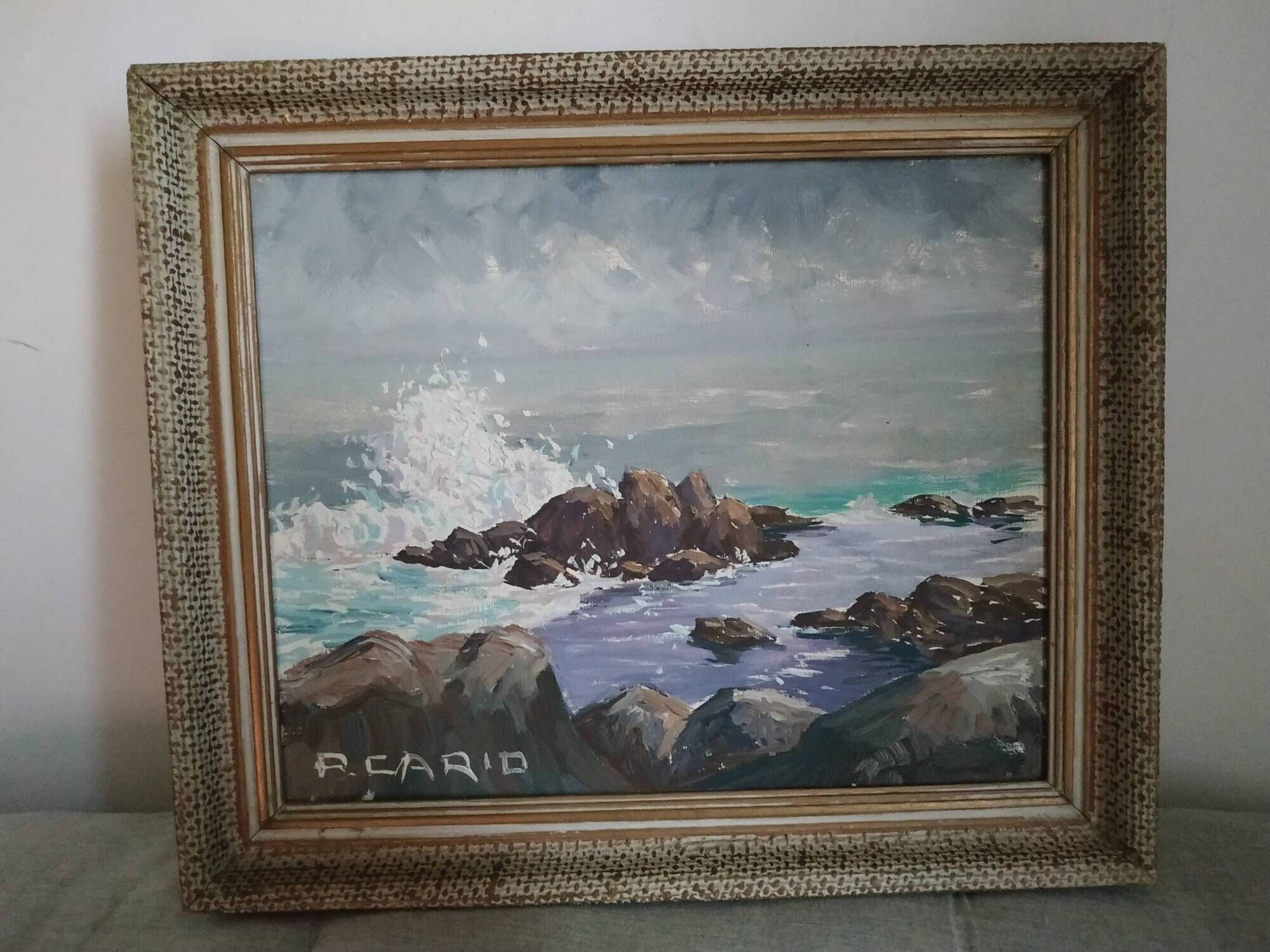 La mer agitée de pierre Cario huile sur toile
