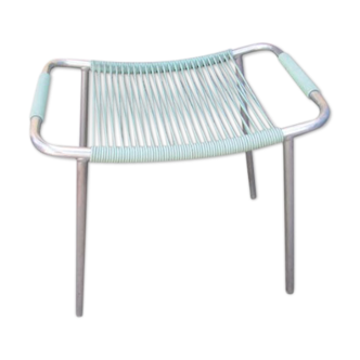 Porte valise ou tabouret en scoubidou vert