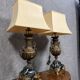 Pair of Napoleon III period lamps in patinated spelter, circa 1880