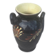Vintage hand-painted yellow and black glazed ceramic amphora vase