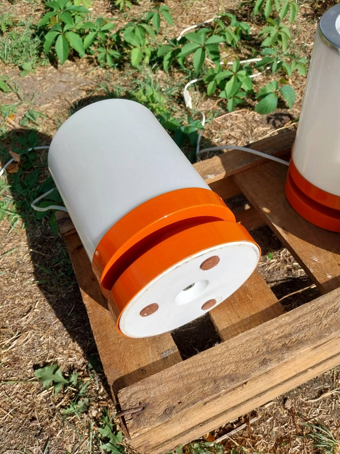Paire de lampe orange années 70