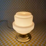 Pink opaline globe table lamp