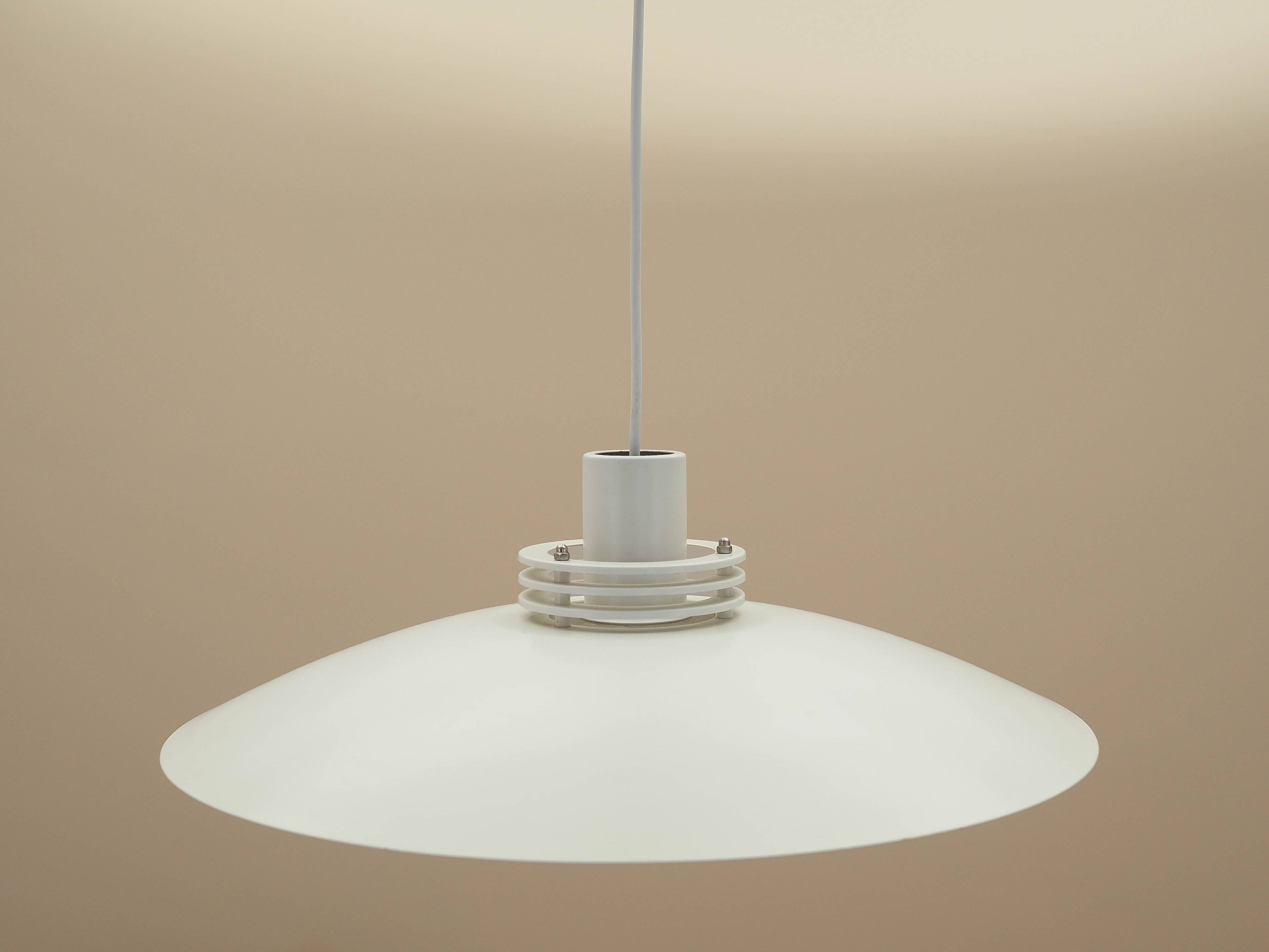 Lyfa pendant lamp from the 1970s, white metal shade, Denmark