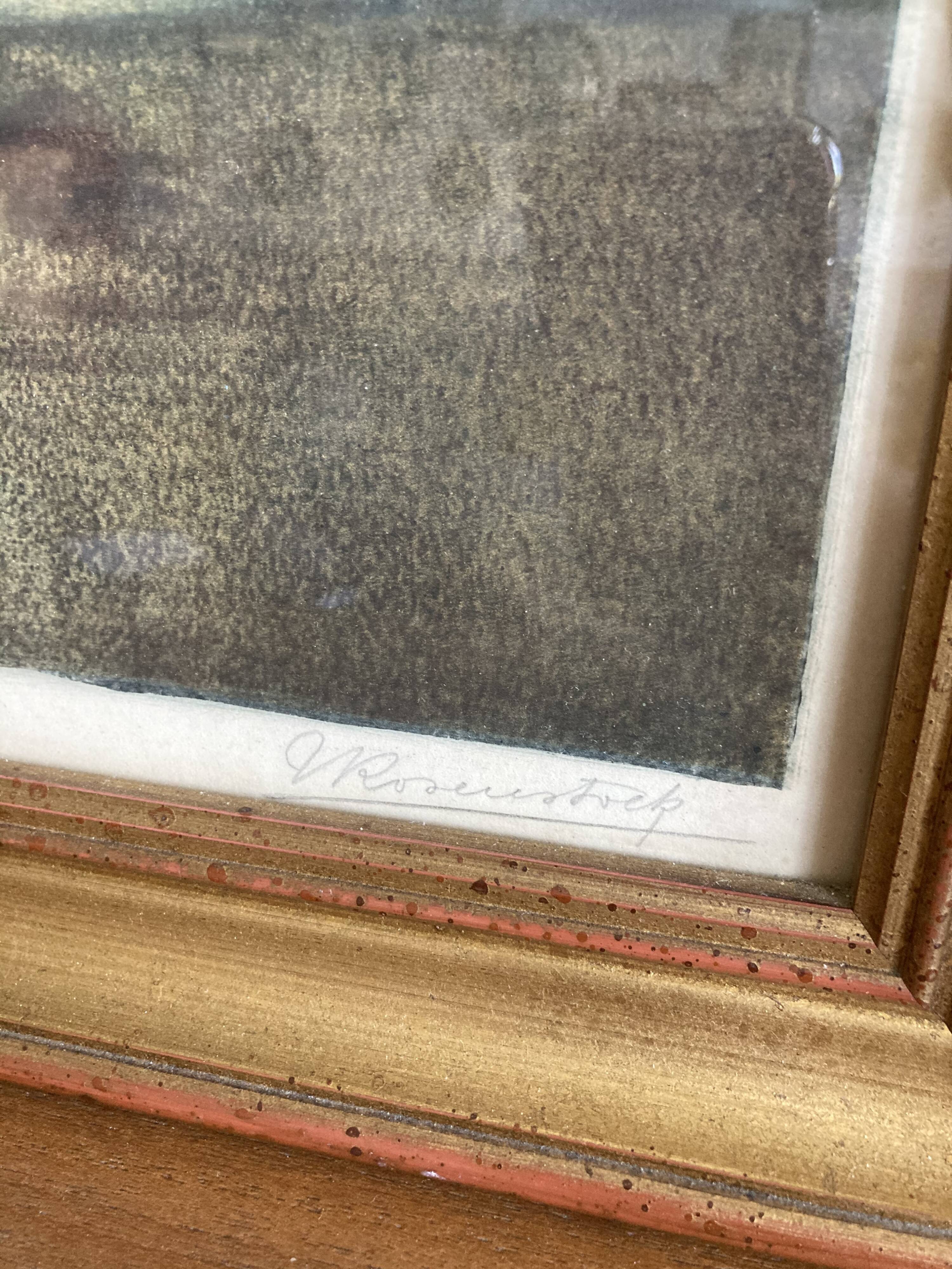 Painting engraving old bouquet of flowers