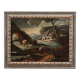 Antique painting landscape with characters from 18th century