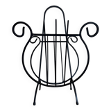 Wrought iron lyre magazine rack from the 50s