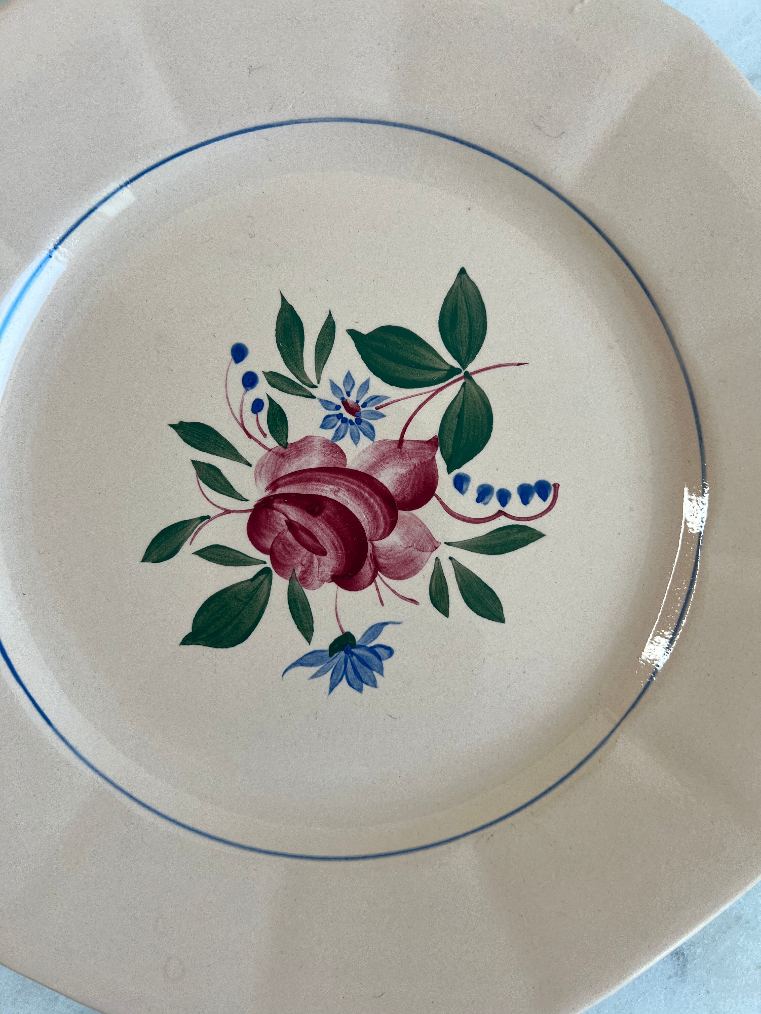 Hand-painted plate from Sarreguemines and Digoin