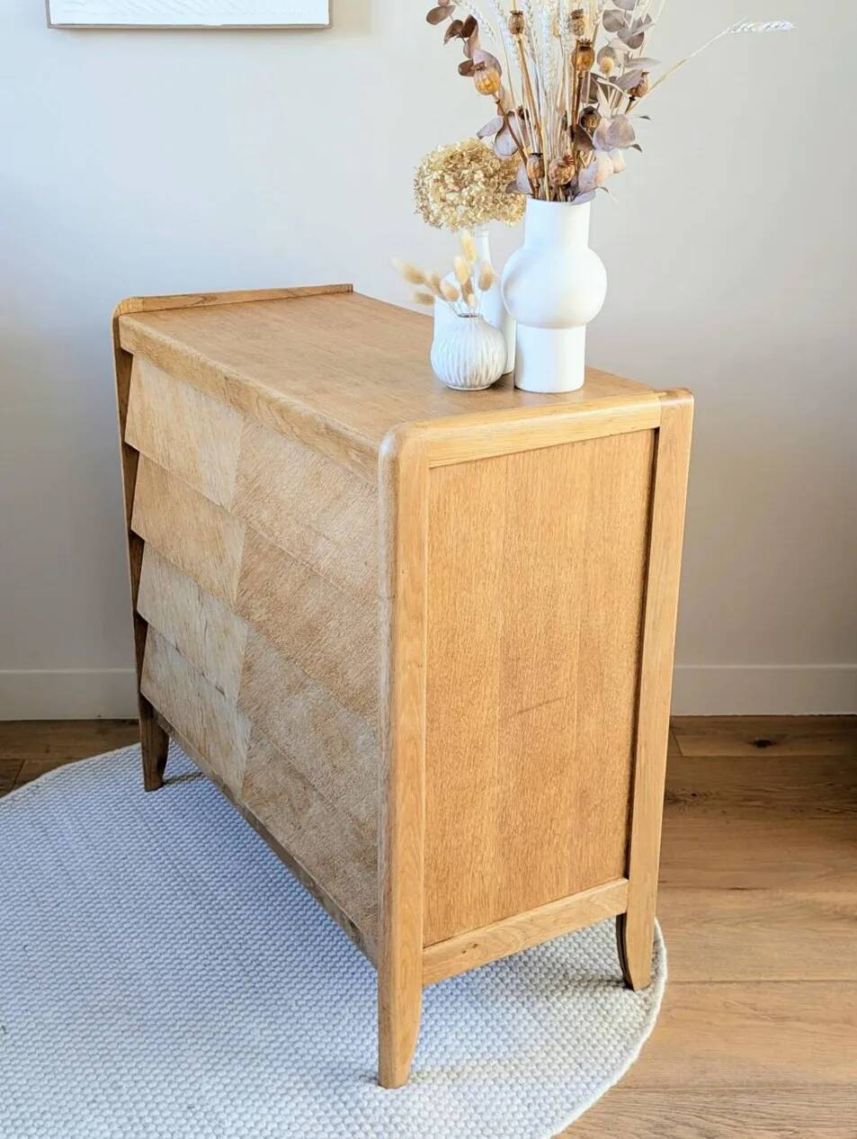 Commode vintage rénovée, années 50-60, chêne blond
