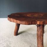 Handcrafted Teak Tree Trunk Tripod Coffee Table, 1960s