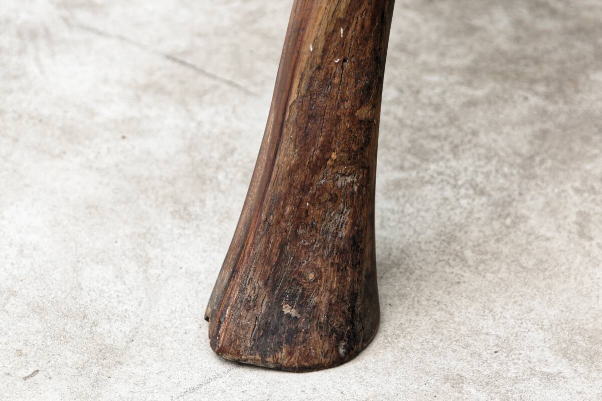 Pair of brutalist chairs in raw wood