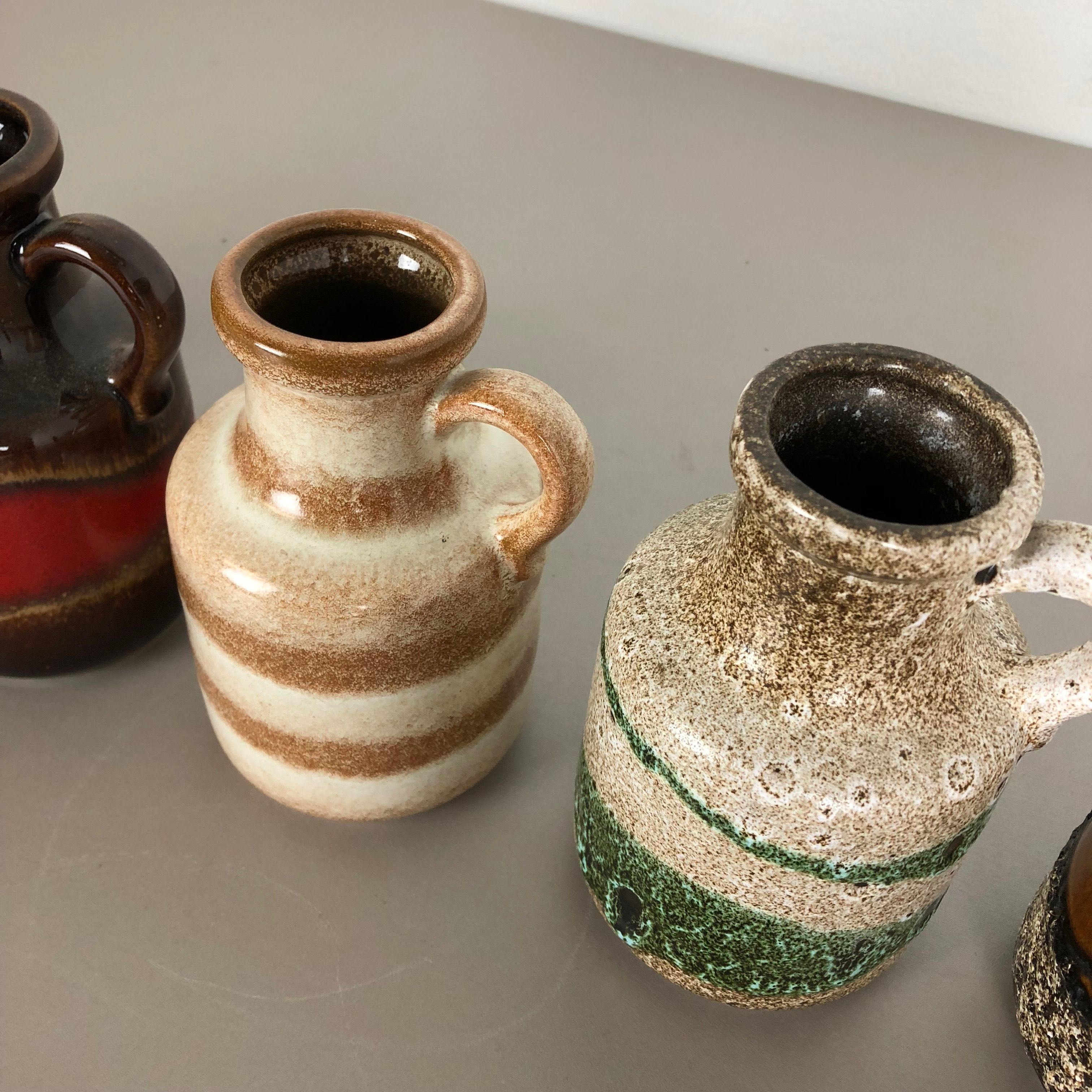 Set of five pottery fat vava "414-16" vases Made by Scheurich, Germany